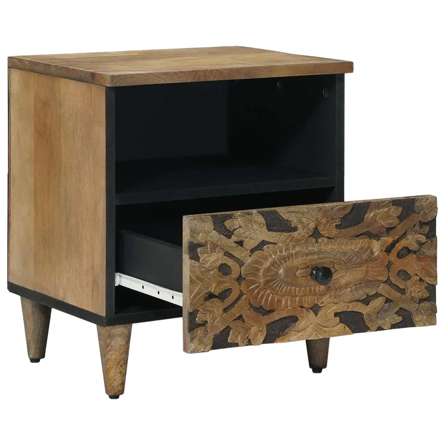 Armoire de lit Marron 40 x 33 x 46 cm Bois de mangue massif - 2
