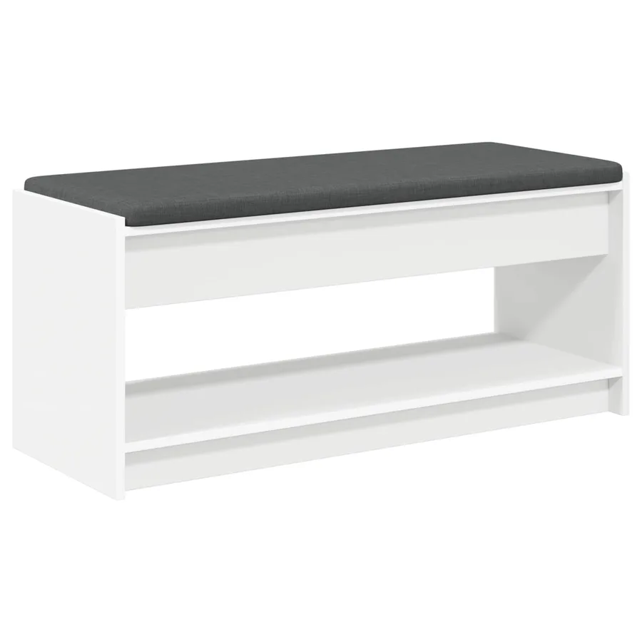 Banc d'entrée Blanc 103 x 38 x 45 cm Bois Ingénierie et Tissu - 2