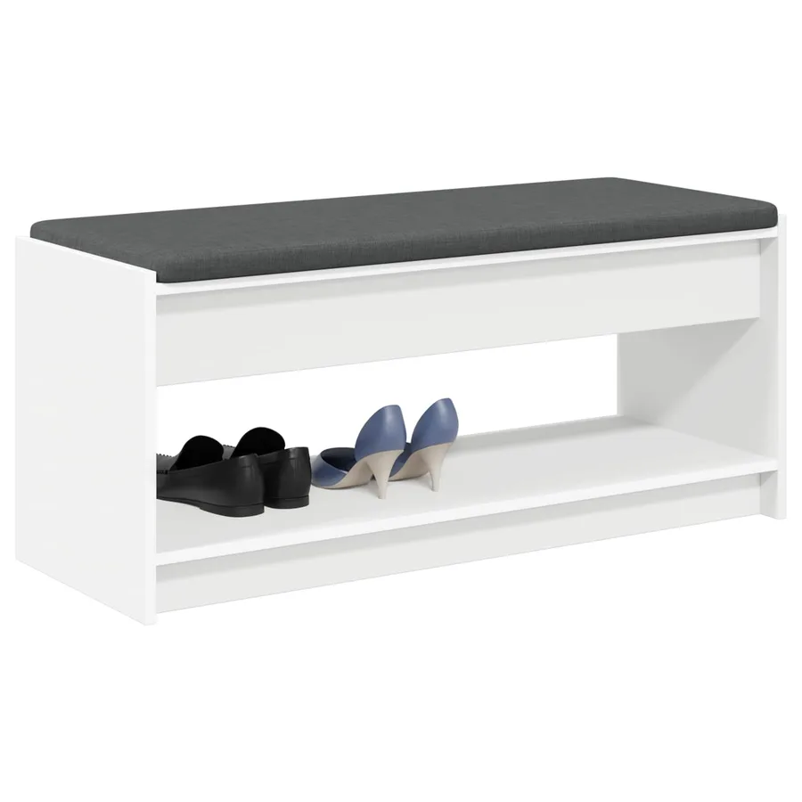 Banc d'entrée Blanc 103 x 38 x 45 cm Bois Ingénierie et Tissu - 3
