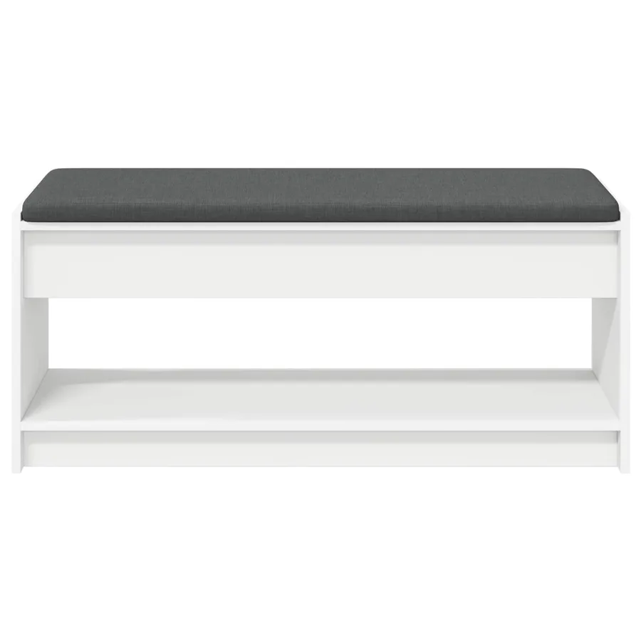 Banc d'entrée Blanc 103 x 38 x 45 cm Bois Ingénierie et Tissu - 5
