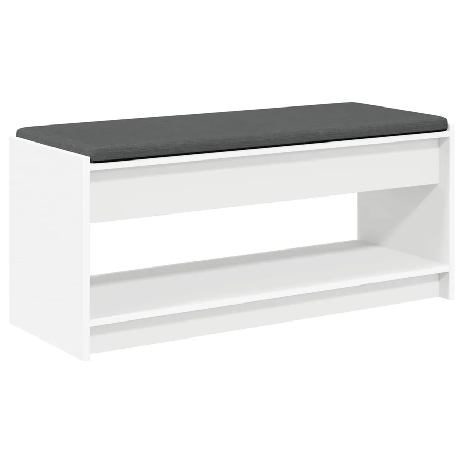 Banc d'entrée Blanc 103 x 38 x 45 cm Bois Ingénierie et Tissu - 7