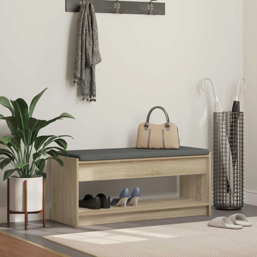 Banc d'entrée avec coussin Chêne Sonoma 103 x 38 x 45 cm