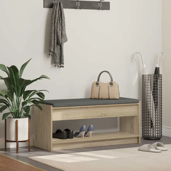 Banc d'entrée avec coussin Chêne Sonoma 103 x 38 x 45 cm