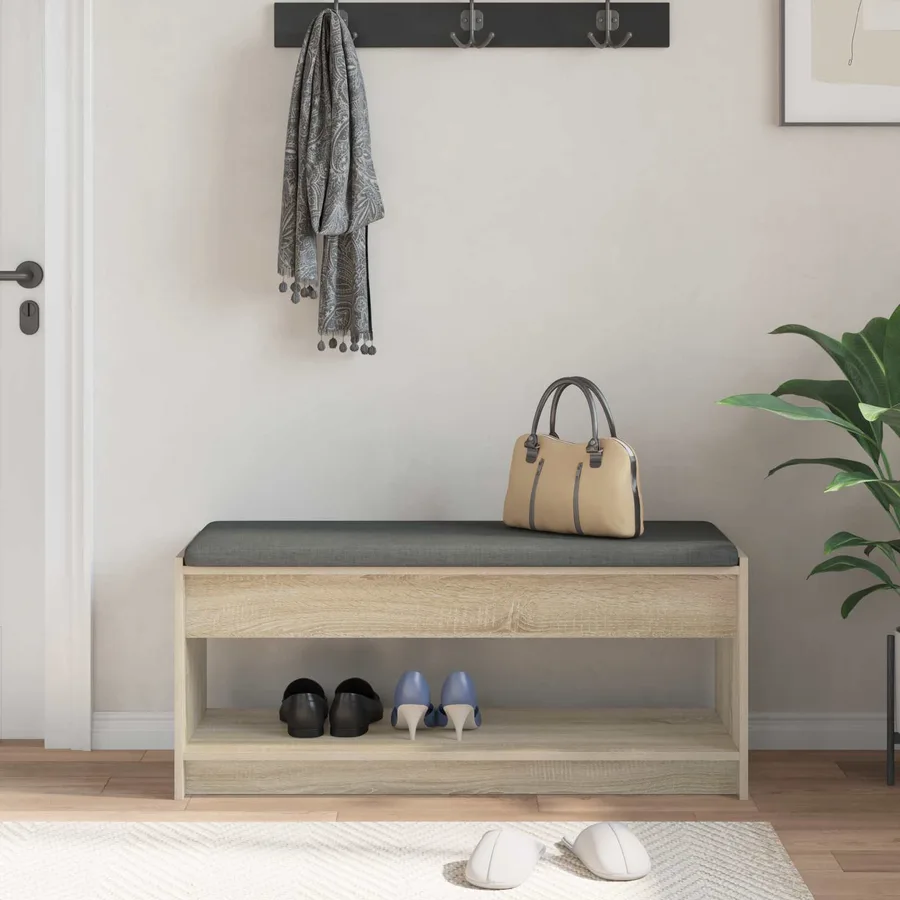 Banc d'entrée avec coussin Chêne Sonoma 103 x 38 x 45 cm - 4