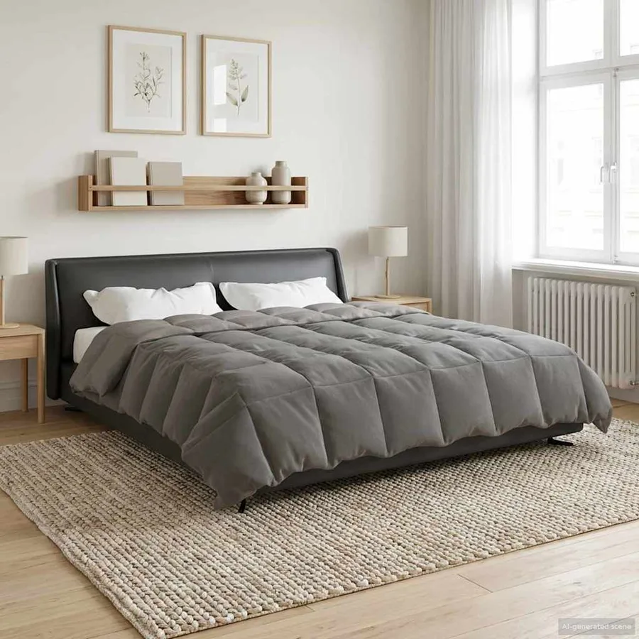 Duvet complet toute l'année Gris clair 200 x 200 cm Microfibre - 4