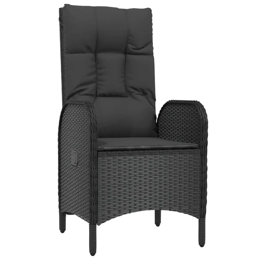 Ensemble à manger de jardin coussins 7pcs Noir Résine tressée - 7