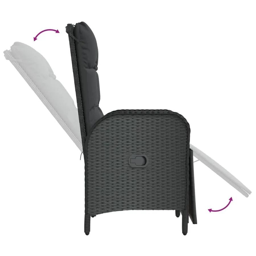 Ensemble à manger de jardin coussins 7pcs Noir Résine tressée - 8