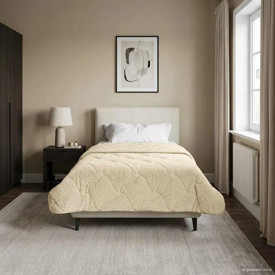 Duvet d'hiver Crème 155 x 220 cm Microfibre et polaire Teddy - 4