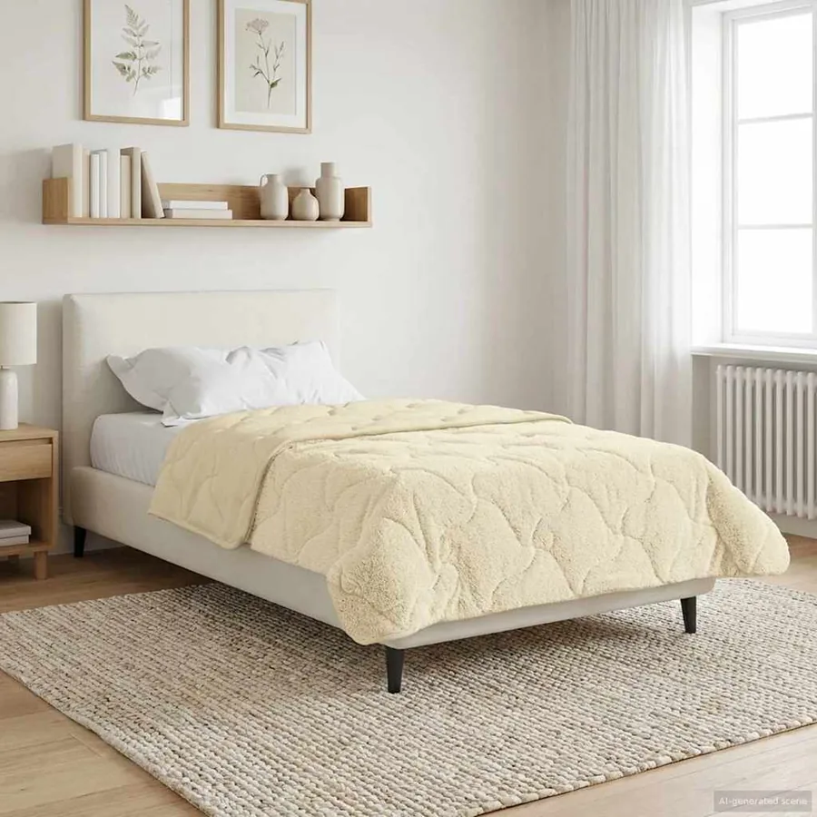 Duvet d'hiver Crème 135 x 200 cm Microfibre et polaire Teddy