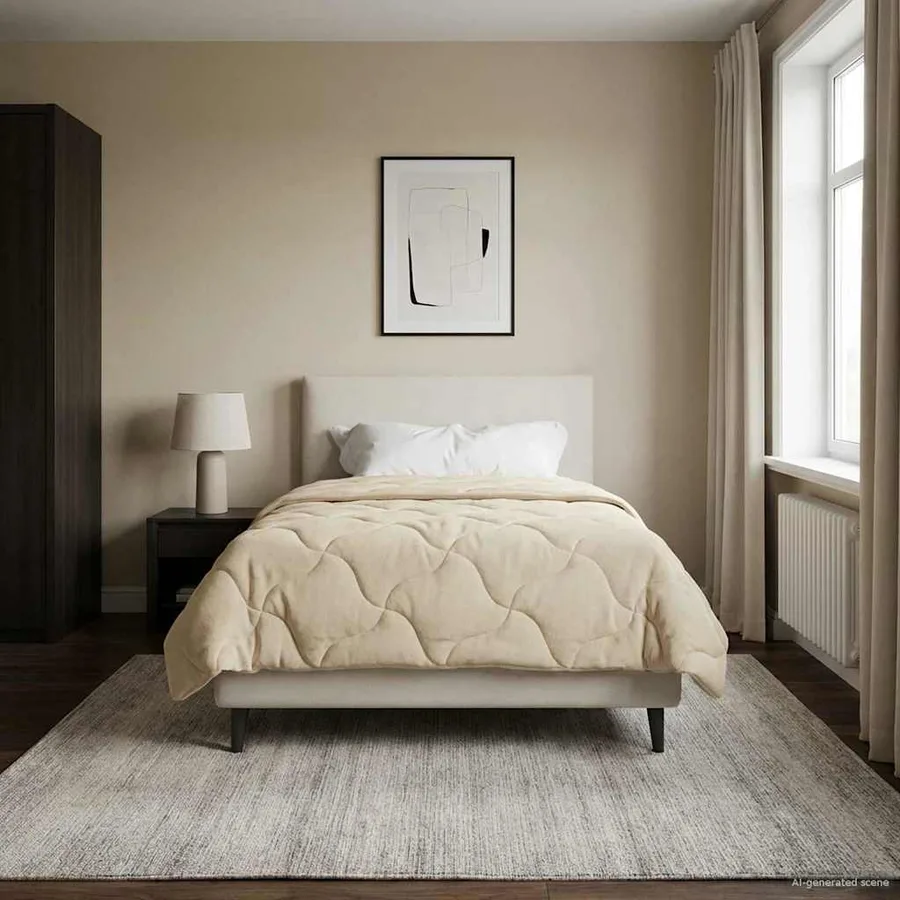 Duvet d'hiver Crème 135 x 200 cm Microfibre et polaire Teddy - 4