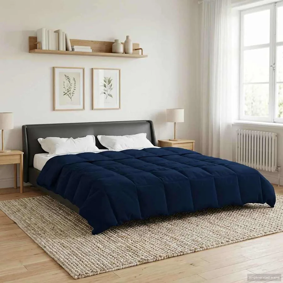 Duvet d'été simple Matelassé Bleu foncé 200 x 200 cm Microfibre