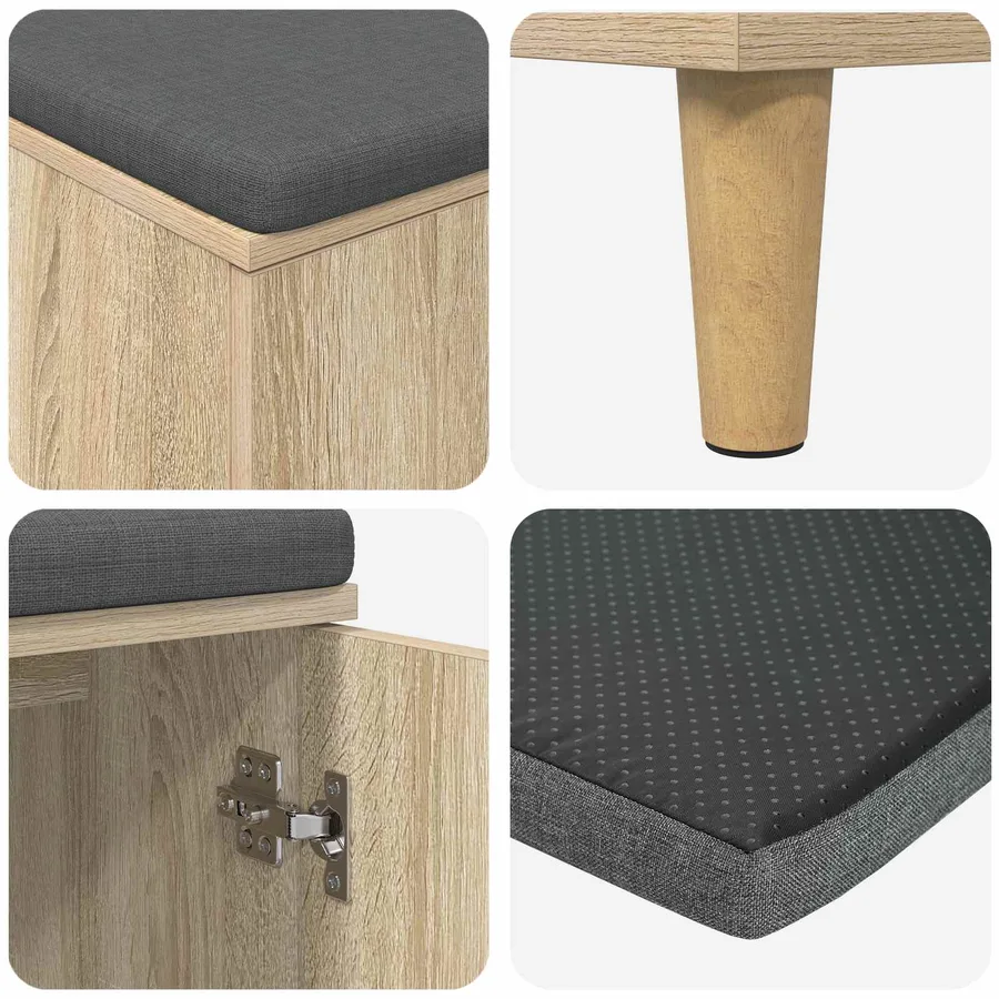 Banc d'entrée avec coussin Chêne Sonoma 100 x 38 x 46 cm - 9
