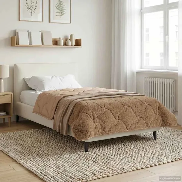 Duvet d'hiver Taupe 155 x 220 cm Microfibre et polaire Teddy