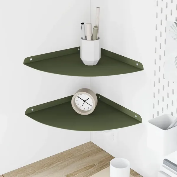 Étagère flottante avec étagère 2 pcs Vert olive 30 x 30 x 2 cm