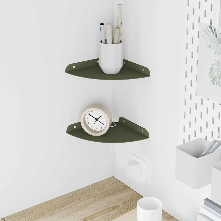 Étagère flottante avec étagère 2 pcs Vert olive 18 x 18 x 2 cm