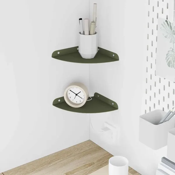 Étagère flottante avec étagère 2 pcs Vert olive 18 x 18 x 2 cm