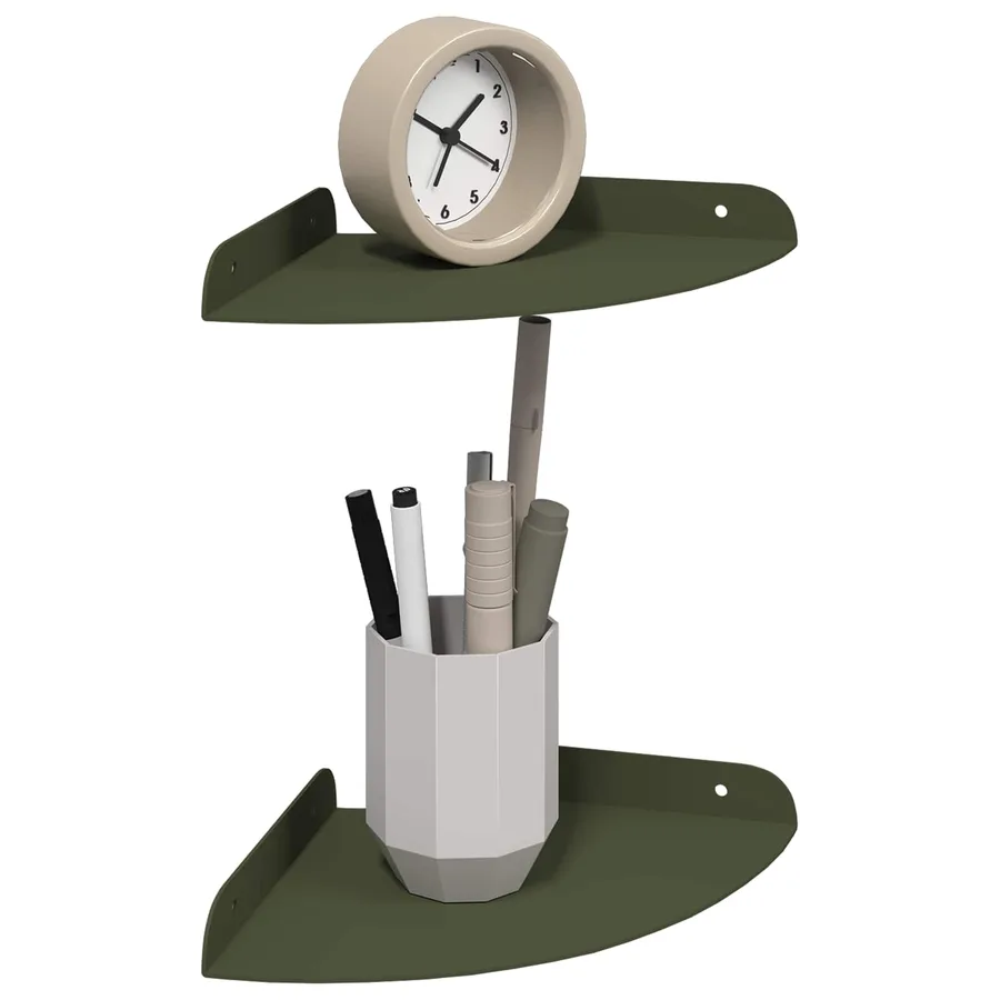 Étagère flottante avec étagère 2 pcs Vert olive 18 x 18 x 2 cm - 3