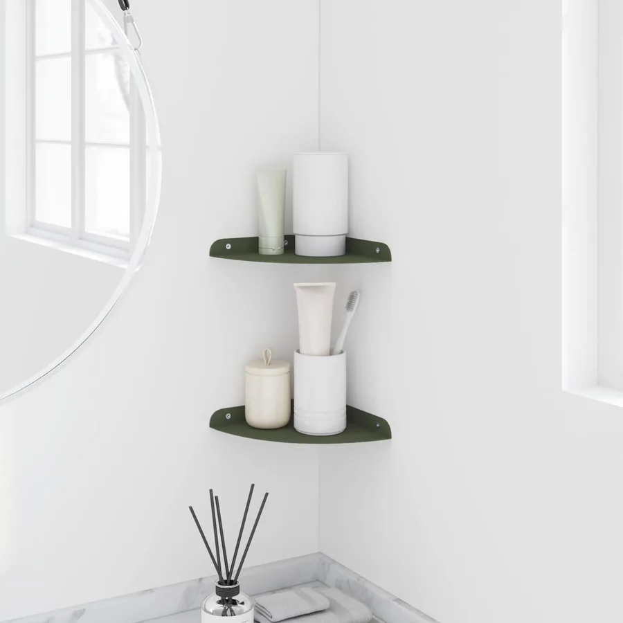 Étagère flottante avec étagère 2 pcs Vert olive 18 x 18 x 2 cm - 4