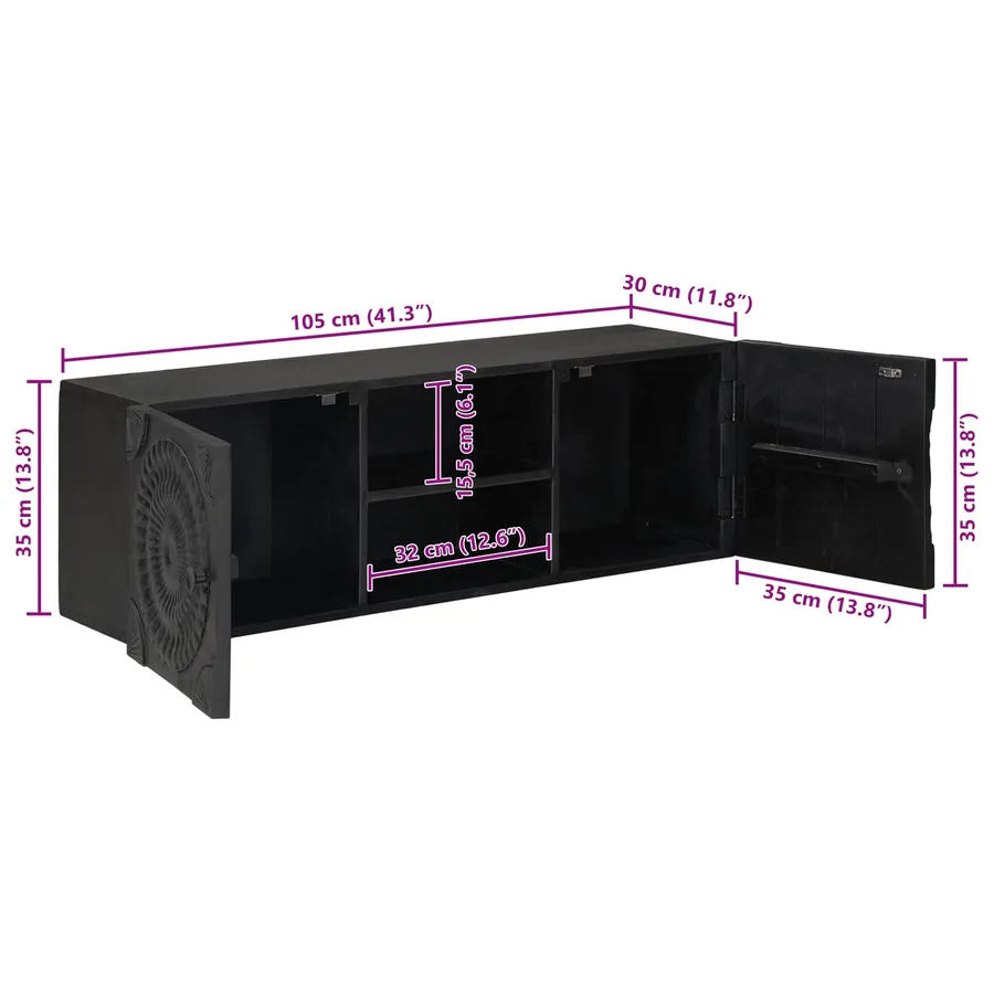 Meuble TV avec étagère avec stockage Noir 105 x 30 x 35 cm - 13