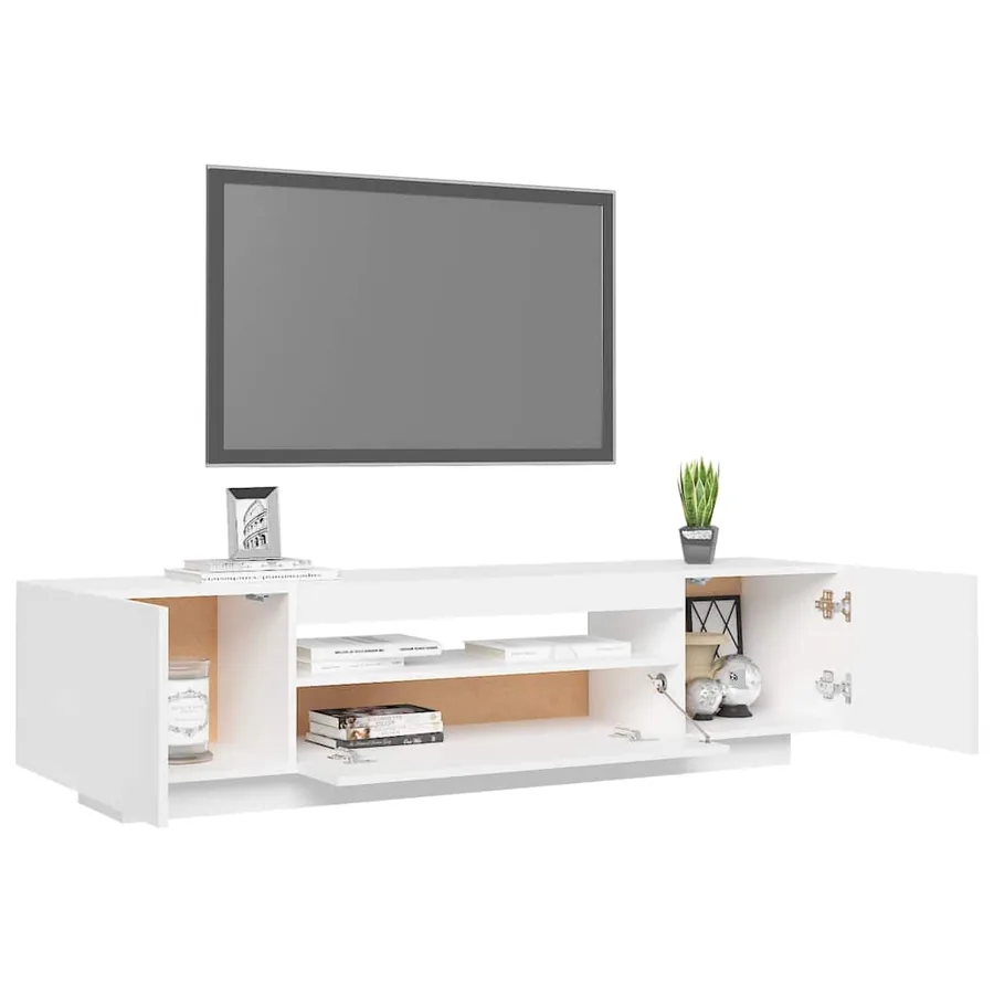 Meuble TV avec lumières LED blanc 160x35x40 cm - 7