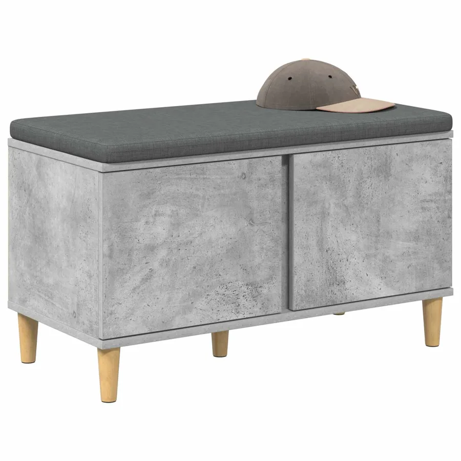 Banc d'entrée avec coussin Gris Béton 80 x 38 x 46 cm - 3