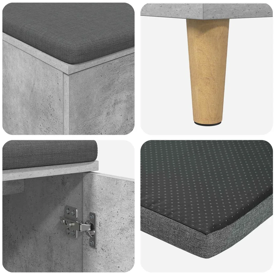 Banc d'entrée avec coussin Gris Béton 80 x 38 x 46 cm - 9