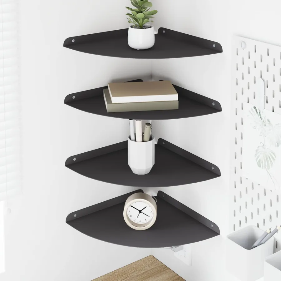 Étagère flottante avec étagère 4 pcs Noir 30 x 30 x 2 cm