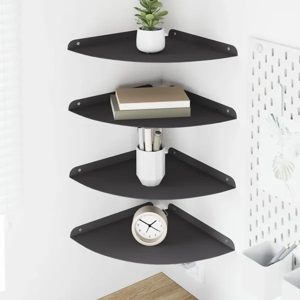Étagère flottante avec étagère 4 pcs Noir 30 x 30 x 2 cm