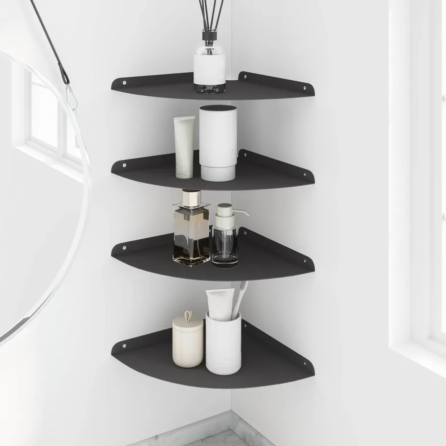 Étagère flottante avec étagère 4 pcs Noir 30 x 30 x 2 cm - 4