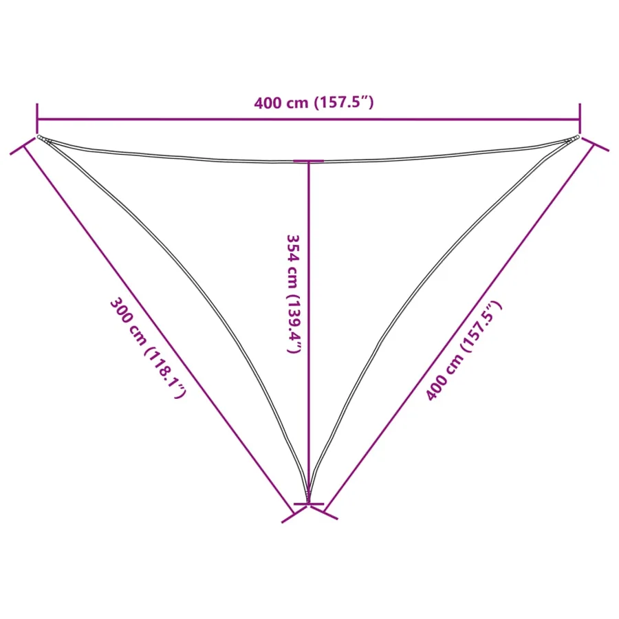 Voile de parasol tissu oxford triangulaire 3x4x4 m crème - 10