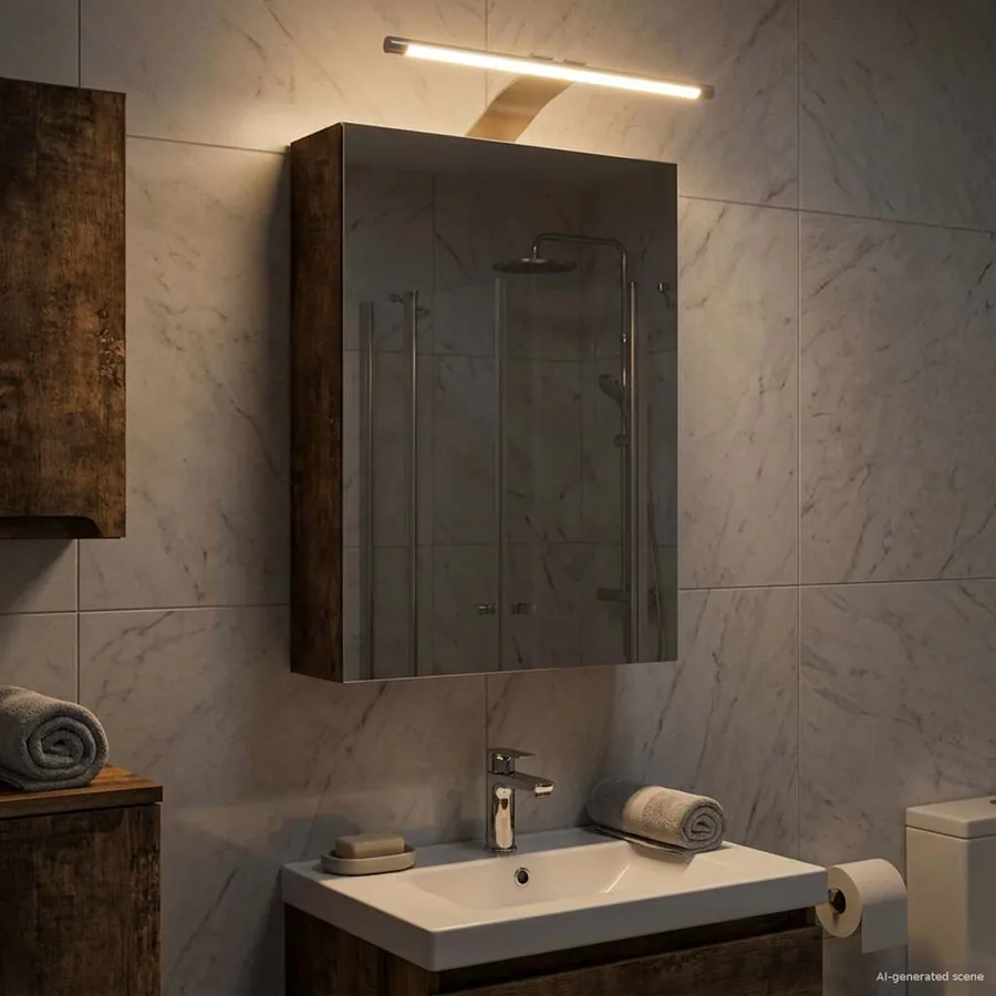 Armoire Miroir de Salle de Bain Chêne fumé 30 x 10,5 x 50 cm