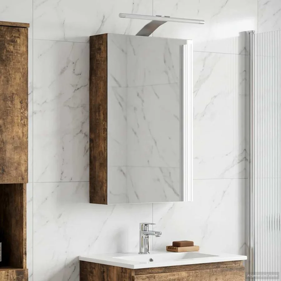 Armoire Miroir de Salle de Bain Chêne fumé 30 x 10,5 x 50 cm - 4