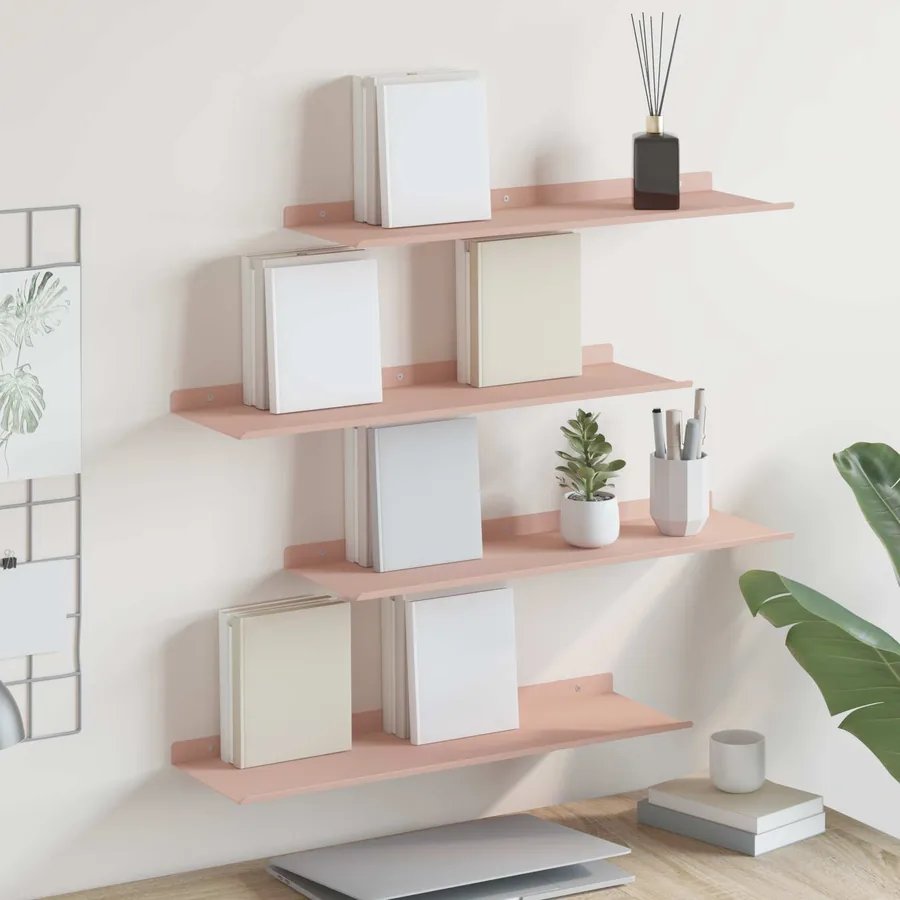 Étagère flottante 4 pcs Rose 60 x 18 x 2,5 cm Acier