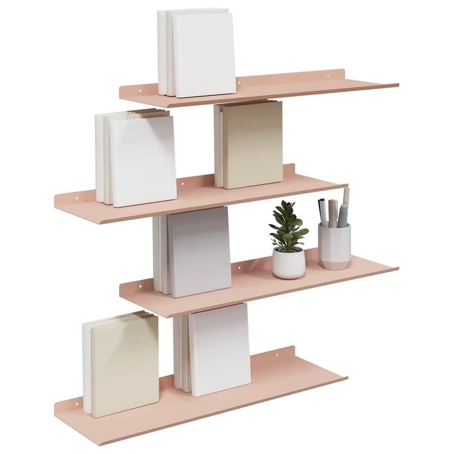Étagère flottante 4 pcs Rose 60 x 18 x 2,5 cm Acier - 3