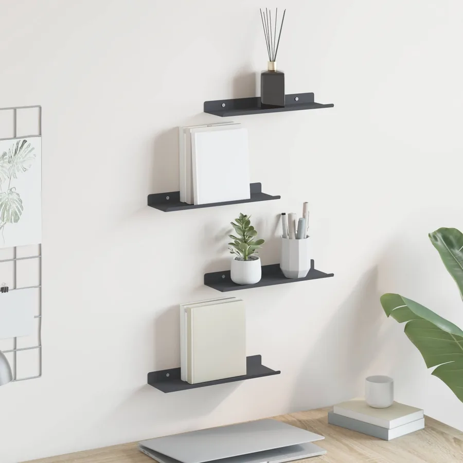 Étagère flottante 4 pcs Anthracite 30 x 9 x 2,5 cm Acier