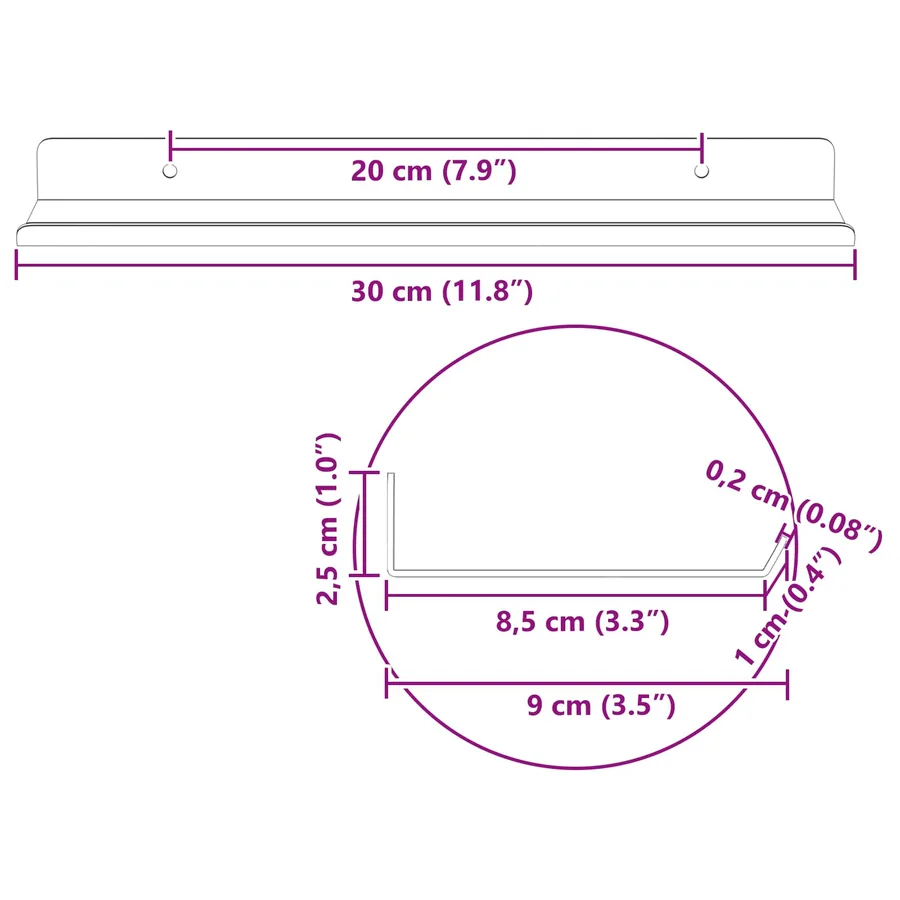 Étagère flottante 4 pcs Anthracite 30 x 9 x 2,5 cm Acier - 12