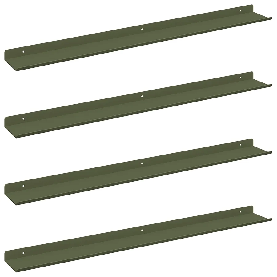 Étagère flottante 4 pcs Vert olive 80 x 9 x 2,5 cm Acier - 2