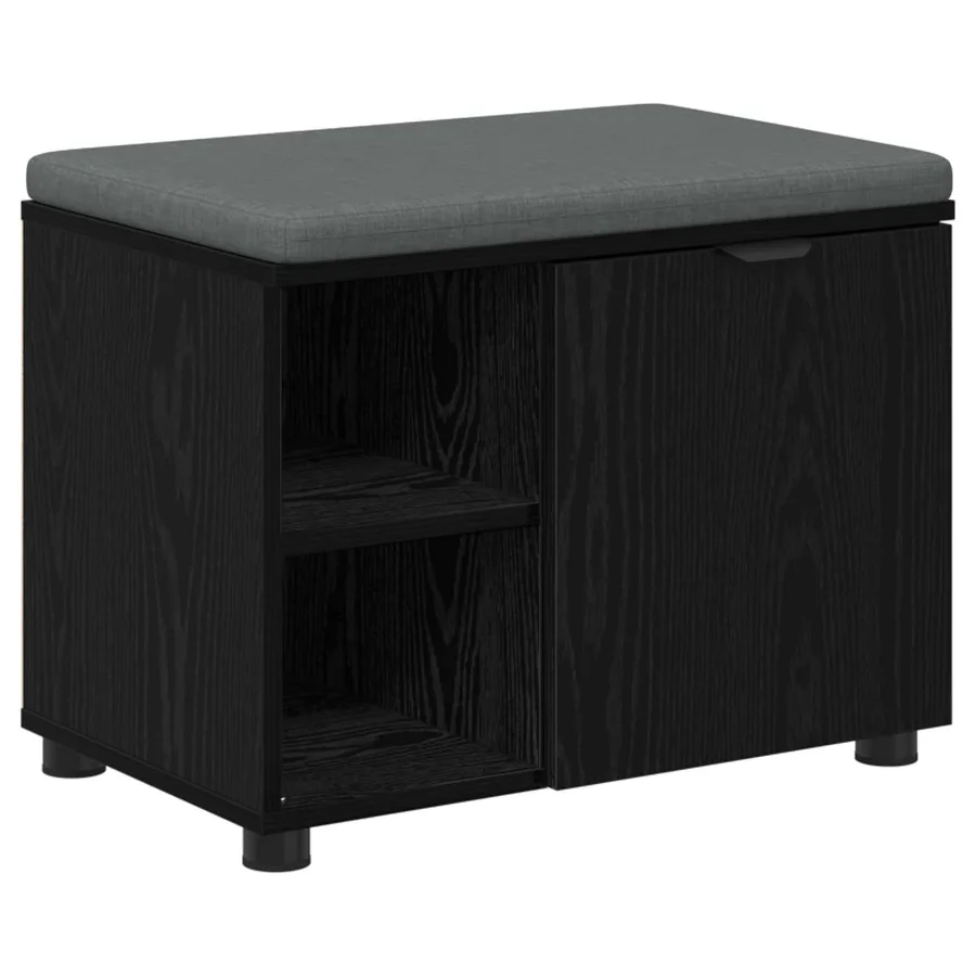Banc d'entrée avec coussin Chêne Noir 60 x 38 x 46 cm - 2