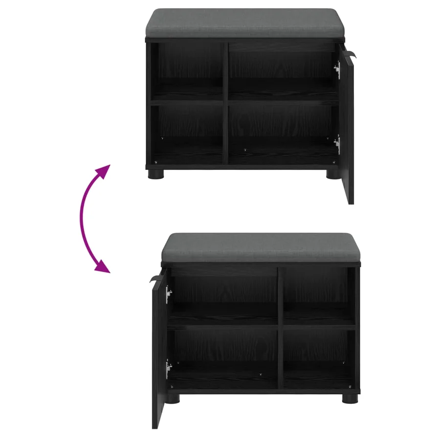 Banc d'entrée avec coussin Chêne Noir 60 x 38 x 46 cm - 8
