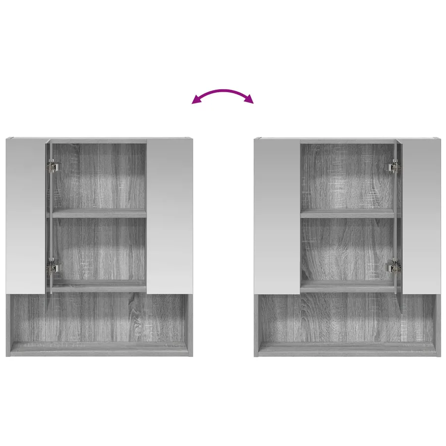 Armoire Miroir de Salle de Bain Gris Sonoma 60 x 14.5 x 70 cm - 8