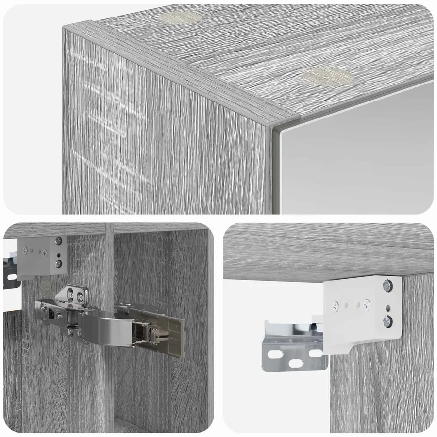 Armoire Miroir de Salle de Bain Gris Sonoma 60 x 14.5 x 70 cm - 9