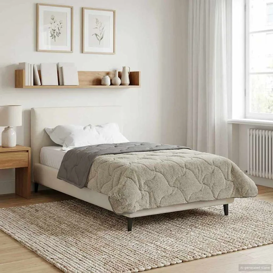 Duvet d'été simple Matelassé Gris clair 135 x 200 cm - 4