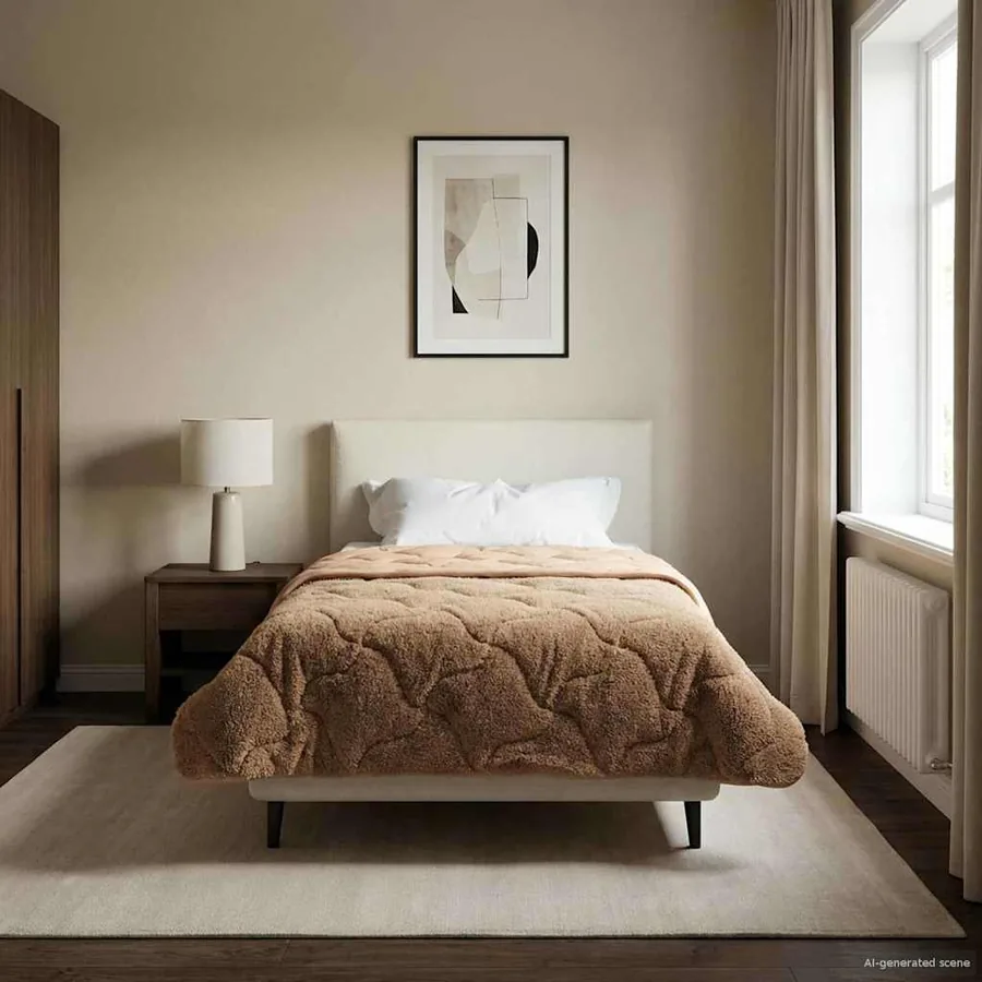 Duvet d'hiver Taupe 135 x 200 cm Microfibre et polaire Teddy