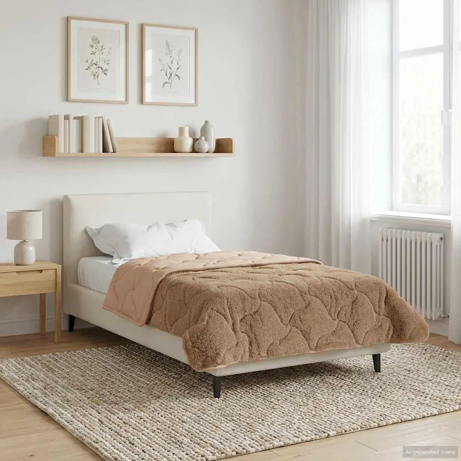 Duvet d'hiver Taupe 135 x 200 cm Microfibre et polaire Teddy - 4