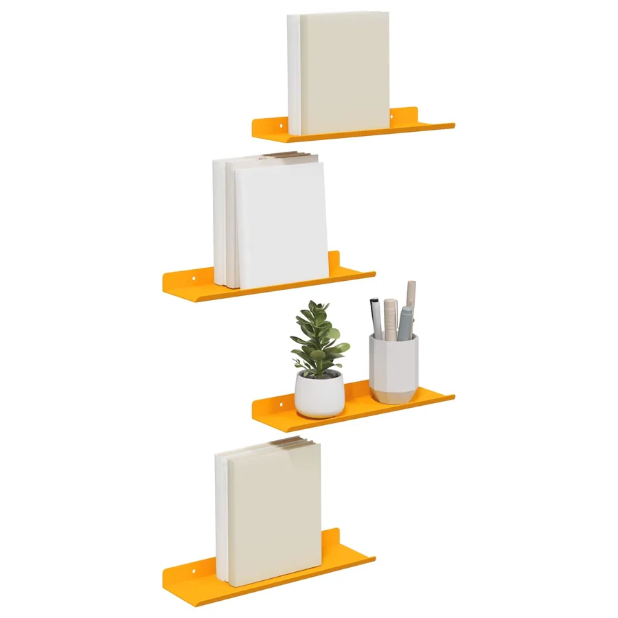 Étagère flottante 4 pcs Jaune moutarde 30 x 9 x 2,5 cm Acier - 3