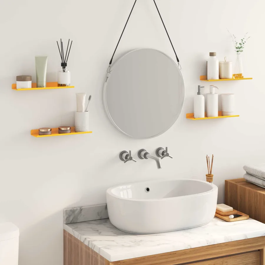 Étagère flottante 4 pcs Jaune moutarde 30 x 9 x 2,5 cm Acier - 4