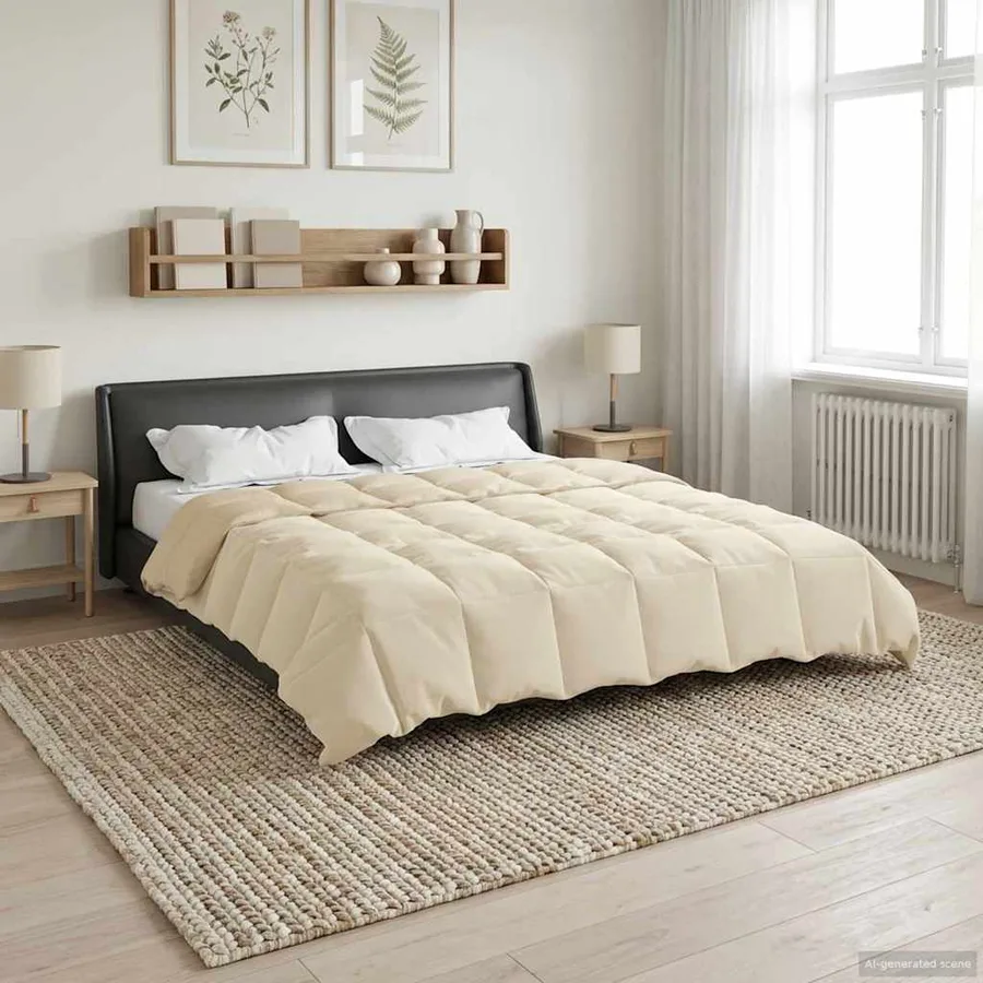 Duvet d'été simple Matelassé Crème 200 x 200 cm Microfibre - 4