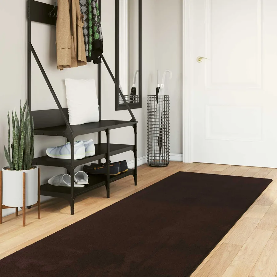 Tapis doux à poils moyens et lavable HUARTE Marron 750 x 80 cm