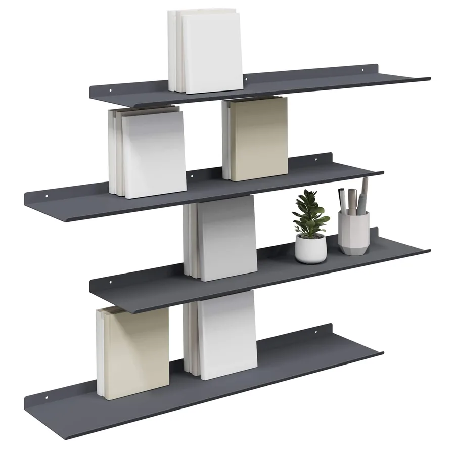 Étagère flottante 4 pcs Anthracite 80 x 18 x 2,5 cm Acier - 3