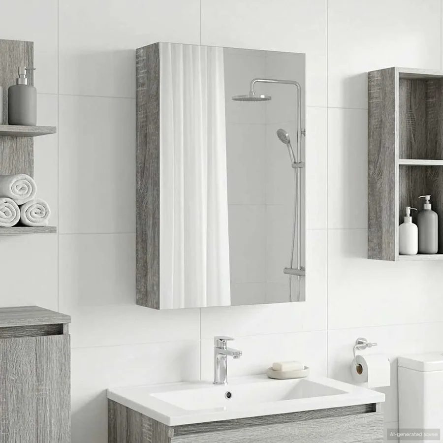 Armoire Miroir de Salle de Bain Gris Sonoma 30 x 10,5 x 50 cm - 4